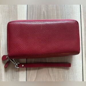 Red Faux Leather Clutch